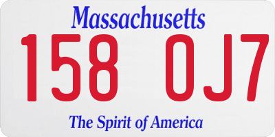MA license plate 158OJ7