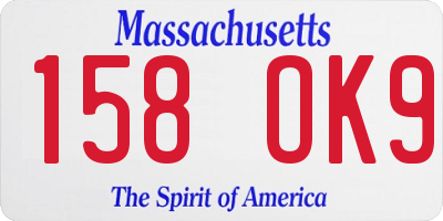 MA license plate 158OK9
