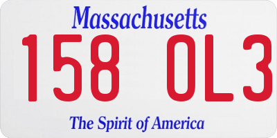 MA license plate 158OL3