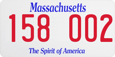 MA license plate 158OO2