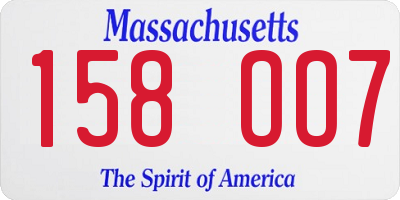 MA license plate 158OO7