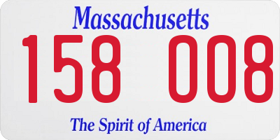 MA license plate 158OO8