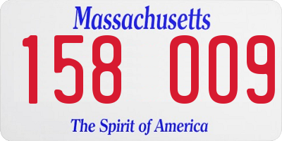 MA license plate 158OO9
