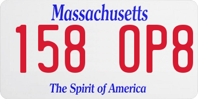 MA license plate 158OP8