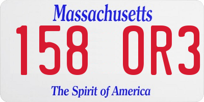 MA license plate 158OR3