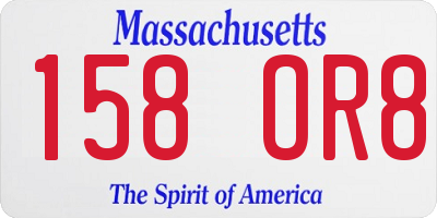 MA license plate 158OR8