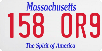 MA license plate 158OR9