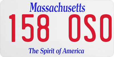 MA license plate 158OS0