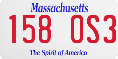 MA license plate 158OS3