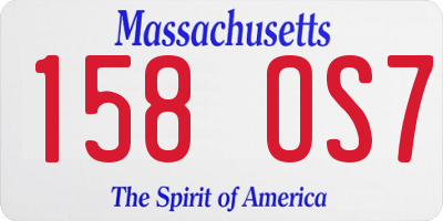 MA license plate 158OS7