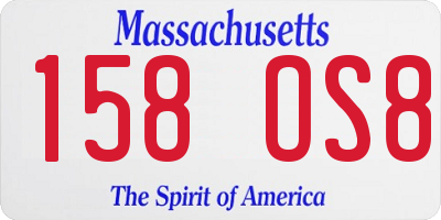 MA license plate 158OS8