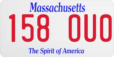 MA license plate 158OU0