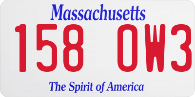 MA license plate 158OW3
