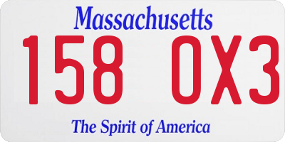 MA license plate 158OX3