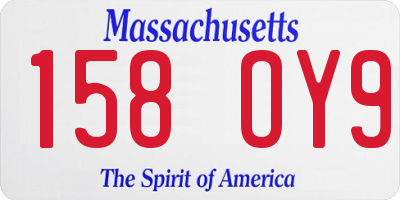 MA license plate 158OY9