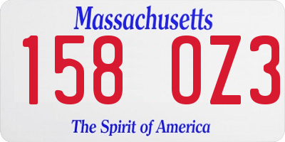 MA license plate 158OZ3