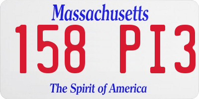 MA license plate 158PI3