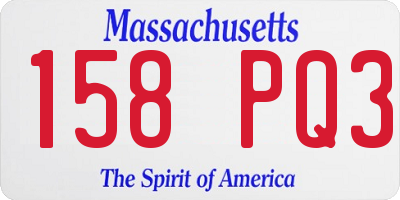 MA license plate 158PQ3