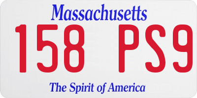 MA license plate 158PS9