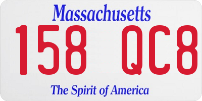 MA license plate 158QC8