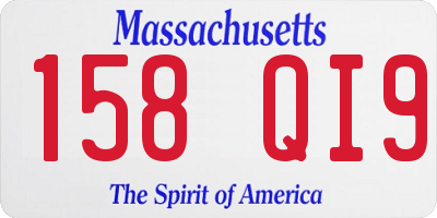 MA license plate 158QI9