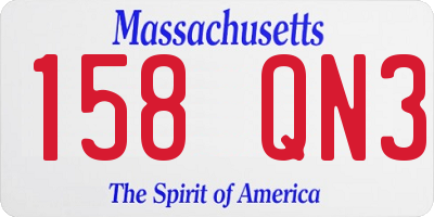 MA license plate 158QN3
