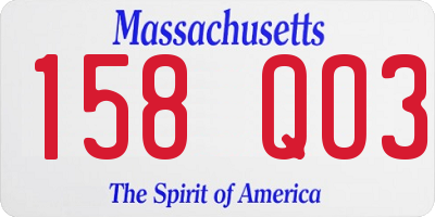 MA license plate 158QO3