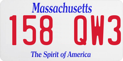 MA license plate 158QW3