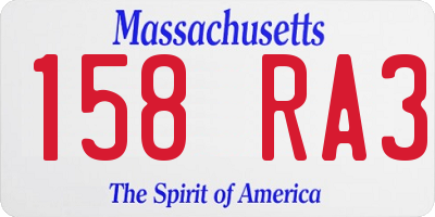 MA license plate 158RA3