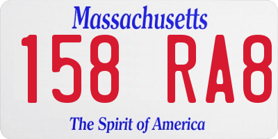 MA license plate 158RA8