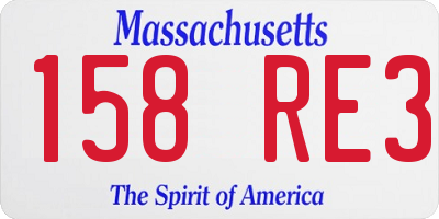 MA license plate 158RE3