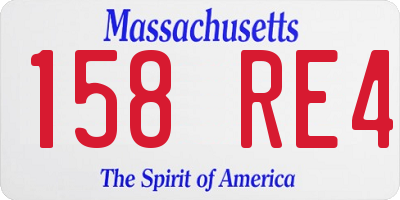 MA license plate 158RE4