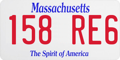 MA license plate 158RE6