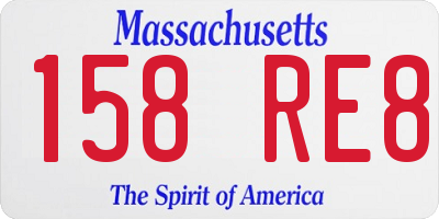 MA license plate 158RE8