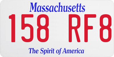 MA license plate 158RF8