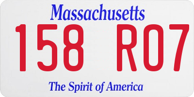 MA license plate 158RO7