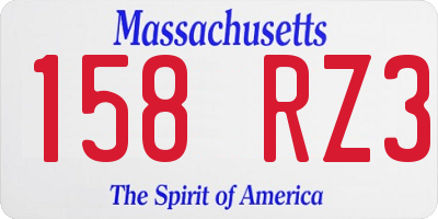 MA license plate 158RZ3