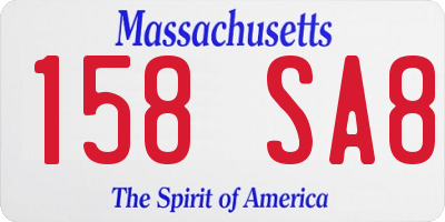 MA license plate 158SA8