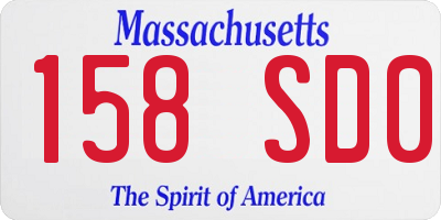 MA license plate 158SD0