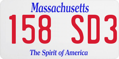 MA license plate 158SD3