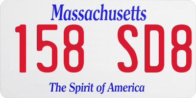 MA license plate 158SD8