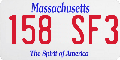 MA license plate 158SF3