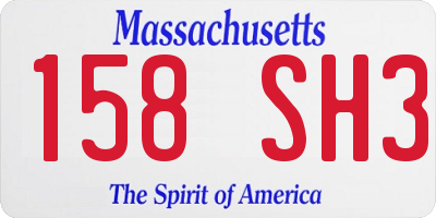 MA license plate 158SH3