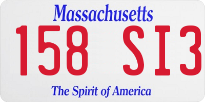 MA license plate 158SI3