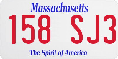 MA license plate 158SJ3