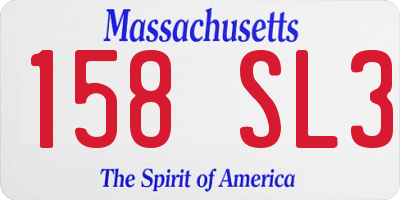 MA license plate 158SL3