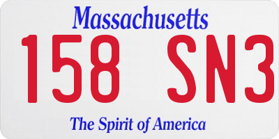 MA license plate 158SN3