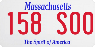 MA license plate 158SO0