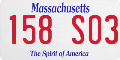 MA license plate 158SO3
