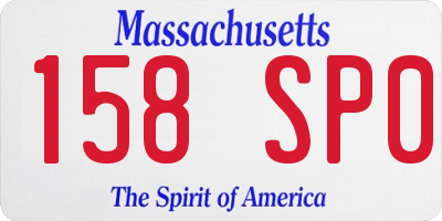 MA license plate 158SP0